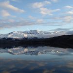 The view of Isla Hoste as Hall’s team left the Bahia Penhoat region in the Cordillera Darwin mountains early in the morning of March 2024. Exposure ages indicate ice filled the head of this fjord system about 13,000 years ago. (Photo/Brenda Hall)